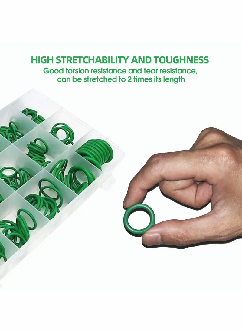 Excefore Automotive AC O-Rings Kit, Rubber O Ring Kits 18 Sizes Sealing Gasket Washer Made of Nitrile Rubber, O-Ring Assortment Set for Car Repair, Plumbing, Air or Gas Connections, Green 270pcs - Image 4