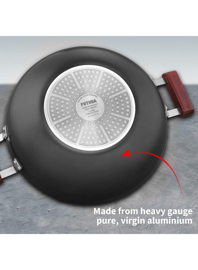 Hawkins Futura 5 Litre Deep Fry Pan, Induction Kadhai, Hard Anodised Kadai with Glass Lid, Black (IAK50G) - Image 3