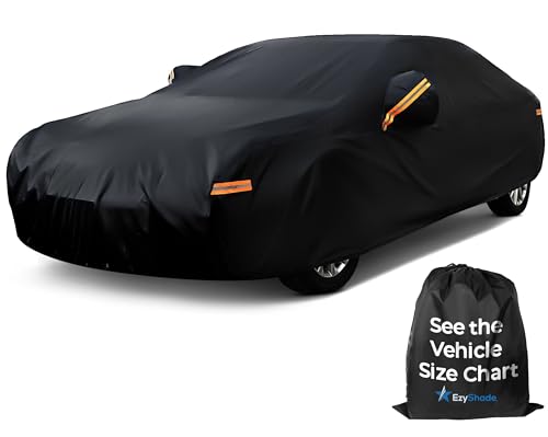 EzyShade 10Layer Car Cover Waterproof All Weather See Vehicle SizeChart for Accurate Fit Outdoor Full Exterior Covers for Automobiles Sedan Hatch Rain Sun Snow Black Size A3 See SizeChart