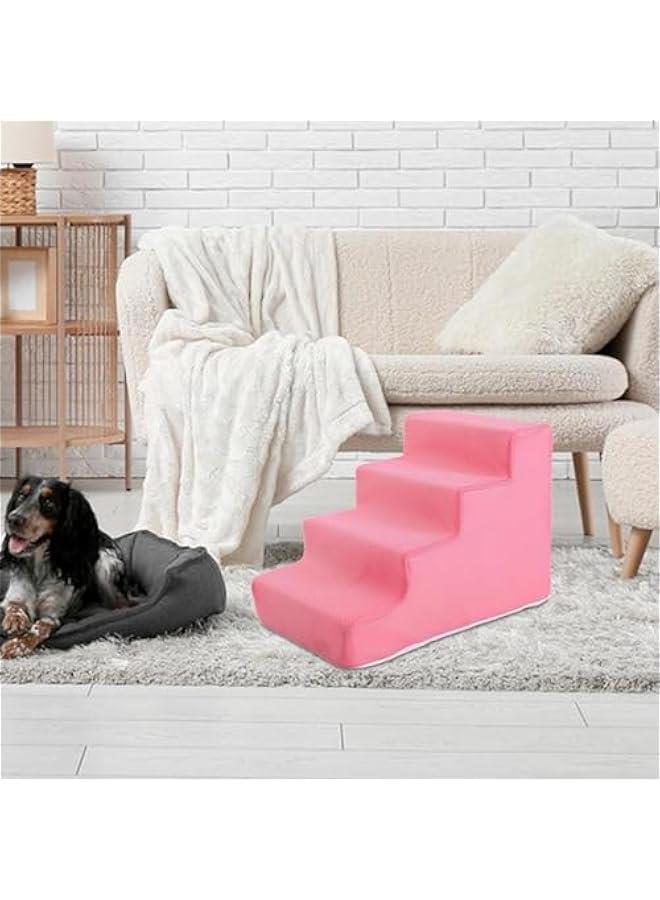 High Density Pet Steps Ladder, Balanced Pet Steps, Non Slip Pet Ladder, Cat Ramp for Car, High Beds, Sofa, Couch, Climbing, Pink 4 Steps - Image 2