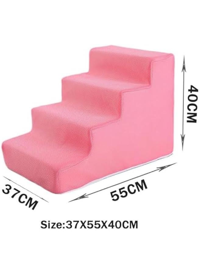High Density Pet Steps Ladder, Balanced Pet Steps, Non Slip Pet Ladder, Cat Ramp for Car, High Beds, Sofa, Couch, Climbing, Pink 4 Steps - Image 4