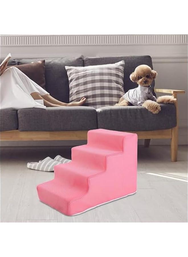 High Density Pet Steps Ladder, Balanced Pet Steps, Non Slip Pet Ladder, Cat Ramp for Car, High Beds, Sofa, Couch, Climbing, Pink 4 Steps - Image 5