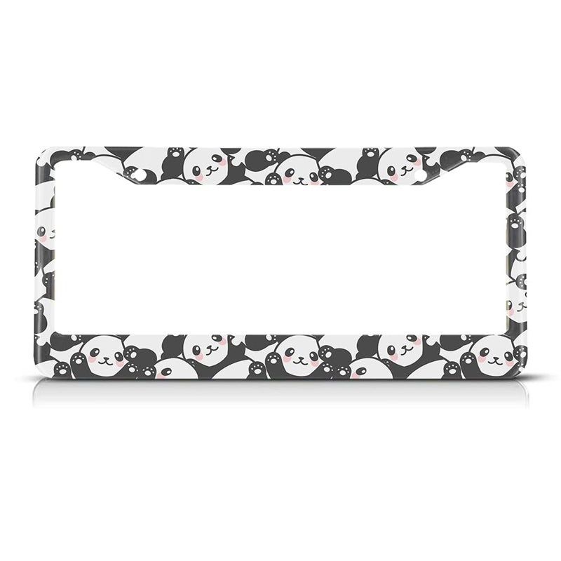 Beabes Smile Panda License Plate Frame Cute License Plate Holder Lovely Animal Pattern Funny Happy Car Tag Frame License Plate Car Accessories 2 Holes Novelty Auto Car Tag Vanity Present - Image 1