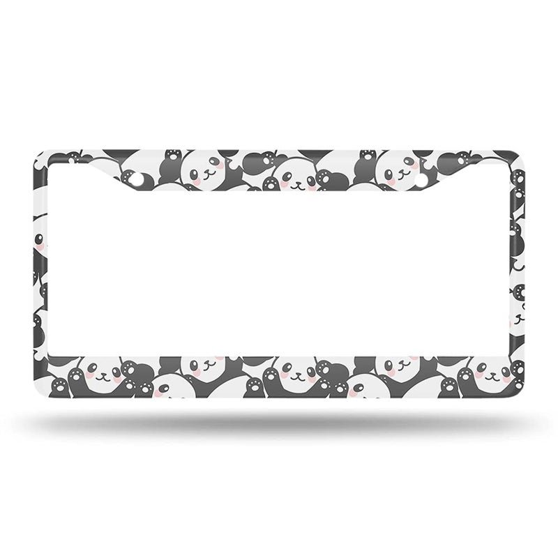Beabes Smile Panda License Plate Frame Cute License Plate Holder Lovely Animal Pattern Funny Happy Car Tag Frame License Plate Car Accessories 2 Holes Novelty Auto Car Tag Vanity Present - Image 2