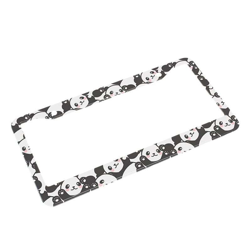 Beabes Smile Panda License Plate Frame Cute License Plate Holder Lovely Animal Pattern Funny Happy Car Tag Frame License Plate Car Accessories 2 Holes Novelty Auto Car Tag Vanity Present - Image 4