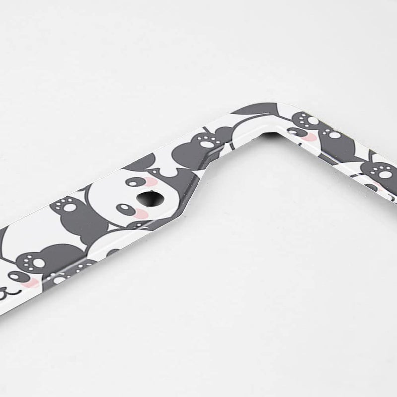 Beabes Smile Panda License Plate Frame Cute License Plate Holder Lovely Animal Pattern Funny Happy Car Tag Frame License Plate Car Accessories 2 Holes Novelty Auto Car Tag Vanity Present - Image 3
