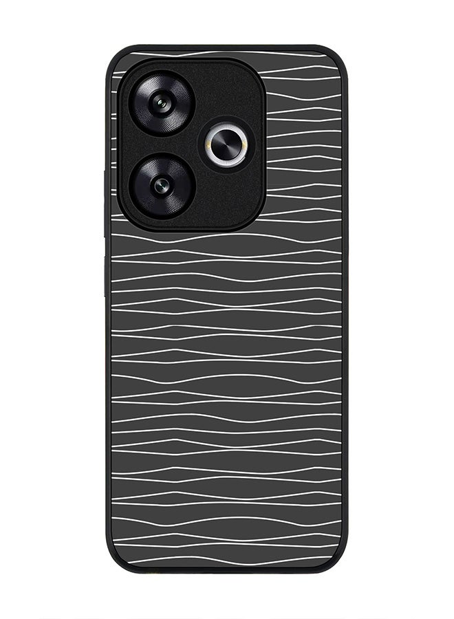Stylizedd Rugged Black edge case for Xiaomi Poco F6 / Xiaomi Redmi Turbo 3, Slim fit Soft Case Flexible Anti Drop TPU Gel Thin Cover -  Squiggly Lines - Image 1