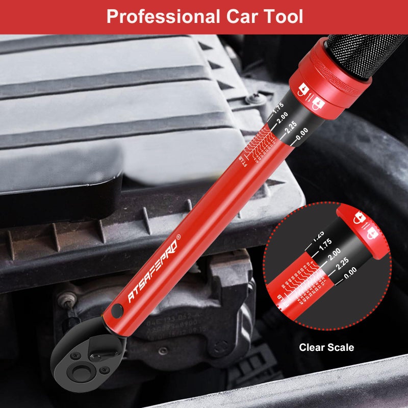 ATsafepro 3/8-Inch Drive Click Torque Wrench,Dual-Direction Adjustable,72-Tooth Dual Range Scales-5-50Ft-Lb/6.8-68Nm,Quick Release Ratchets - Image 5