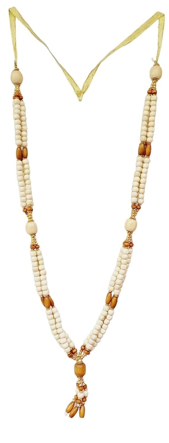 ARTISKRITI Unisex Chandan Scented Wooden Mala for Photo Frames and God Idols, Garland for Photos of Loved Ones, Traditional Mala for Ancestors and Pitra - Image 1