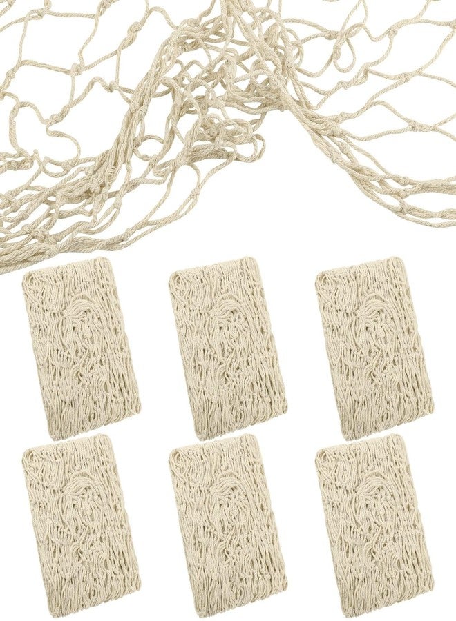 Aodaer 6 Pieces Natural Fishnet Decor Natural Color Cotton Netting Decorative Fish Netting for Mermaid Birthday Under The Sea Party Pirate Party Favor Baby Shark Birthday Decor - Image 1