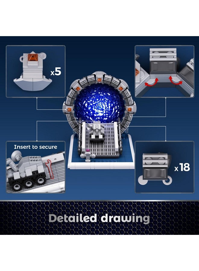 Vonado Stargateals Mirror Building Blocks Toy, SG Star Tunnel Ring Model with Battle Vehicle, Compatible with Lego Space Gate Sci-Fi Movie Replica, Gifts for Sci-Fi Movie Lovers, Boys and Girls 6+ (722Pcs)  - Image 5