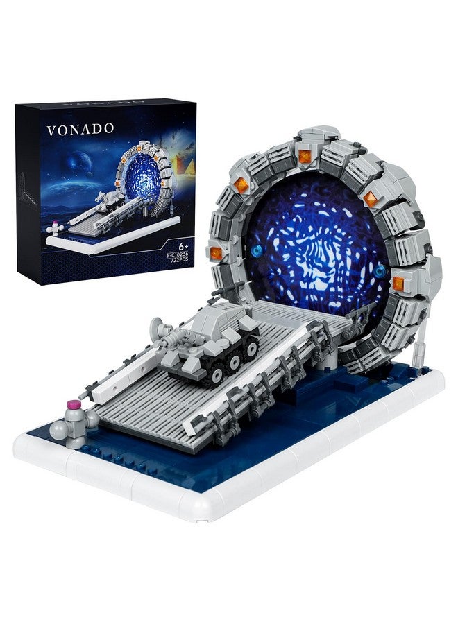 Vonado Stargateals Mirror Building Blocks Toy, SG Star Tunnel Ring Model with Battle Vehicle, Compatible with Lego Space Gate Sci-Fi Movie Replica, Gifts for Sci-Fi Movie Lovers, Boys and Girls 6+ (722Pcs)  - Image 1