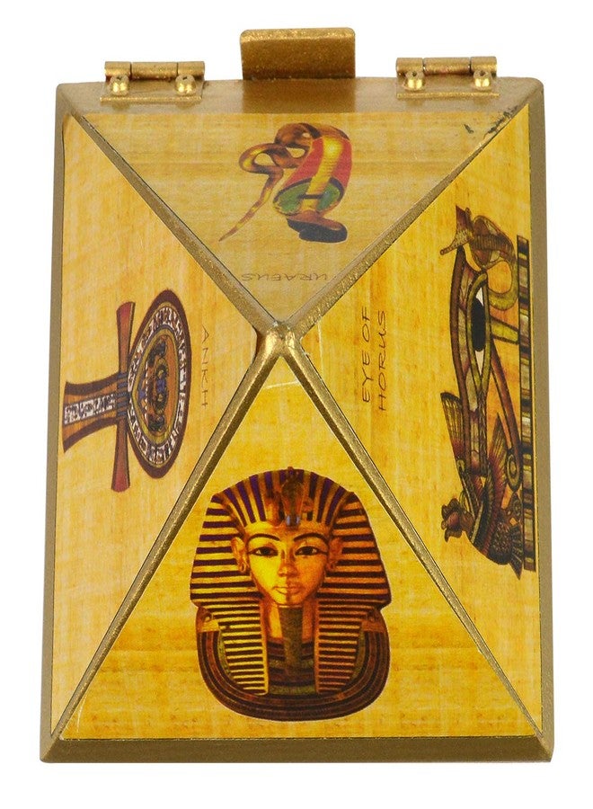 Crystu صندوق أمنيات هرمي خشبي من كريستو، مزين برمز مصري وشبكة كريستالية، مقاس 10.1 سم (4 بوصات)، مناسب لعلاج الأمنيات بتقنية الريكي والعلاج بالكريستال. - Image 5