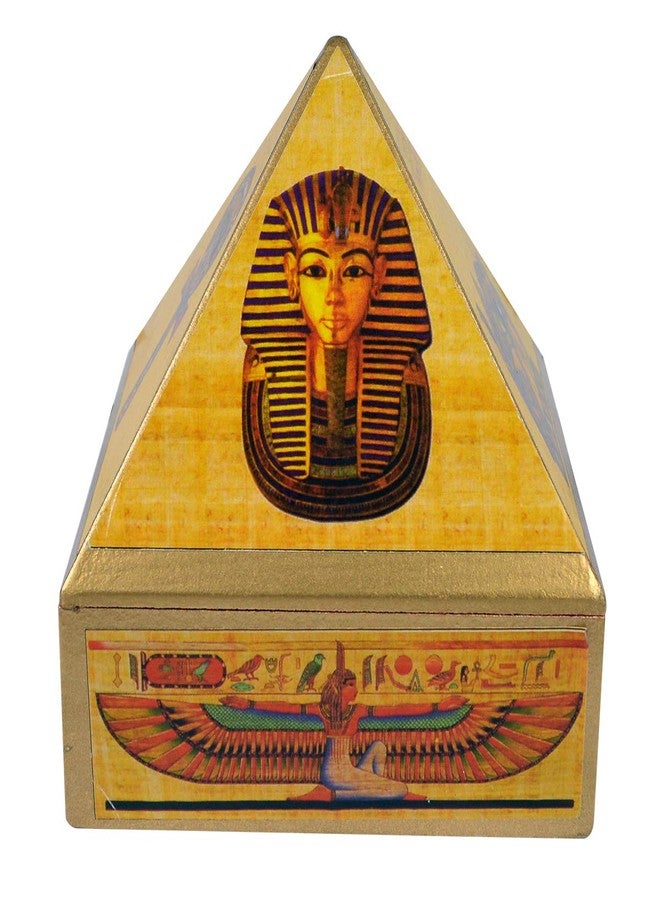 Crystu صندوق أمنيات هرمي خشبي من كريستو، مزين برمز مصري وشبكة كريستالية، مقاس 10.1 سم (4 بوصات)، مناسب لعلاج الأمنيات بتقنية الريكي والعلاج بالكريستال. - Image 4