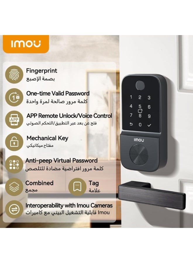 Imou Cubo1 Smart Door Lock, Fingerprint Smart Lock, Black Door Lock, Child Safety Lock for Home, Keyless Smart Door Lock, Small Auto Lock, Biometrics Security System for Home - Image 2