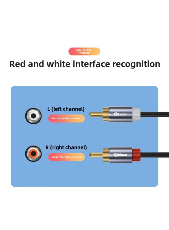 Biaz Double Lotus Head 2RCA Male To Male Two To Two Red And White AV Audio DVD TV Audio Box Power Amplifier Cable-Color:Brand Direct Sales (double Lotus Head-red And White AV Audio Cable)-Line Length:1.5 M  - Image 4