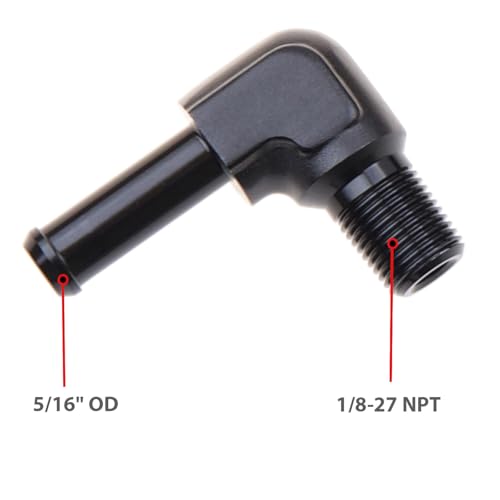 KRD PERFORMANCE 18 NPT Male to 51679mm Hose Barb Push On Fitting Adapter 90 Degree Aluminum Black - Image 3