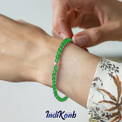 INDIKONB 4mm Transparent Glass Pearl Beads for Bracelet & Jewellery Making | Multicolour Moti Glass Beads Bulk Wholesale Pack (Green) - Image 3