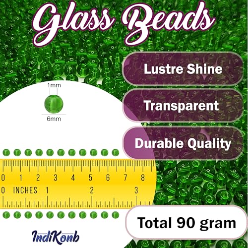 INDIKONB 4mm Transparent Glass Pearl Beads for Bracelet & Jewellery Making | Multicolour Moti Glass Beads Bulk Wholesale Pack (Green) - Image 2