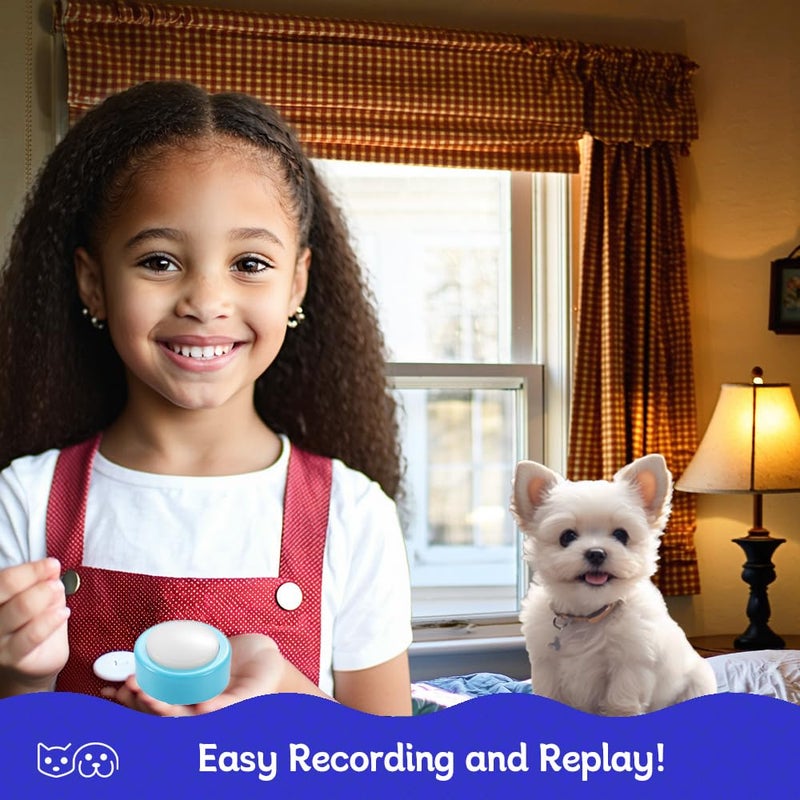 CEYOVISION Talking Buttons for Cats & Small Dogs (2-Pack Starter Kit) - Rechargeable Voice Recording Button for Pet Communication, No Batteries Needed, Easy Press for Beginners, 24S Clear Playback, Blue - Image 4