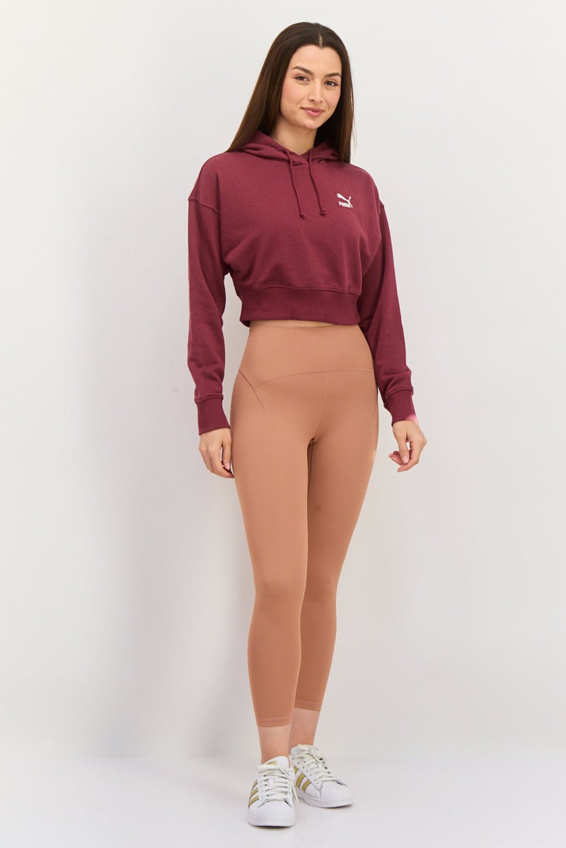 PUMA ملابس رياضية نسائية بتصميم مناسب مع شعار مطرز بأكمام طويلة، مارون - Image 2