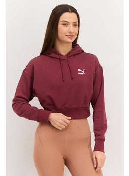 PUMA Women Sportswear Fit Embroidered Logo Long Sleeves Outdoor Sweatshirt, Maroon  - Image 1