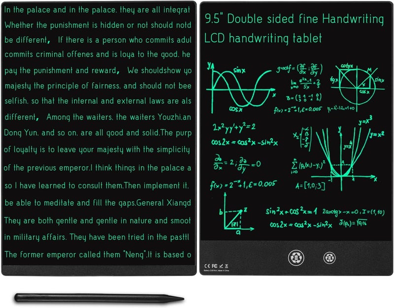 لوح كتابة LCD بشاشة مزدوجة الجوانب قابل للمسح وإعادة الاستخدام مقاس 9.5 بوصة و8.5 بوصة، ألواح رسم إلكترونية محمولة، دفتر ملاحظات رقمي للأطفال والكبار والمكتب المنزلي (أسود) - Image 2