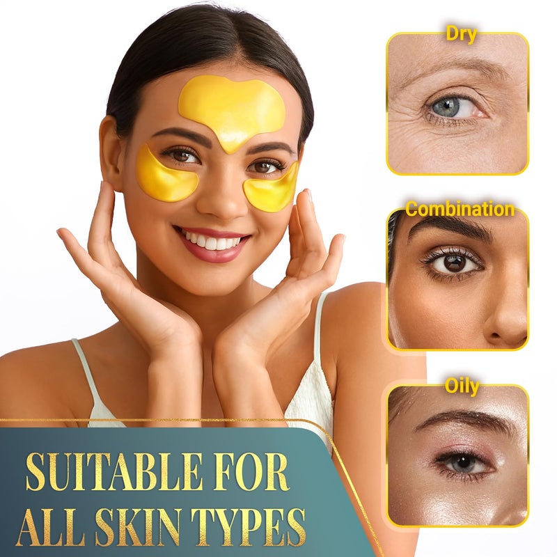 Matykos Forehead and Under Eye Wrinkle Patches for Face - Collagen, Hyaluronic Acid and Vitamin A Skin Pads - Forehead Line Remover Wrinkle Eye Patch Set - 26 Golden Sachets - Image 3
