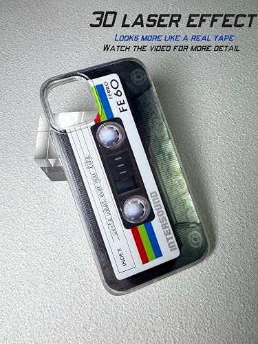 KIOMY 【Upgraded】 【3D Version】 Case for iPhone 14 and for iPhone 13, 3D Effect Silver with Cassette Tape Design, Music Classic Retro 80’s Type IMD Laser Shockproof Silicone Protective Phone Cover Cool - Image 2