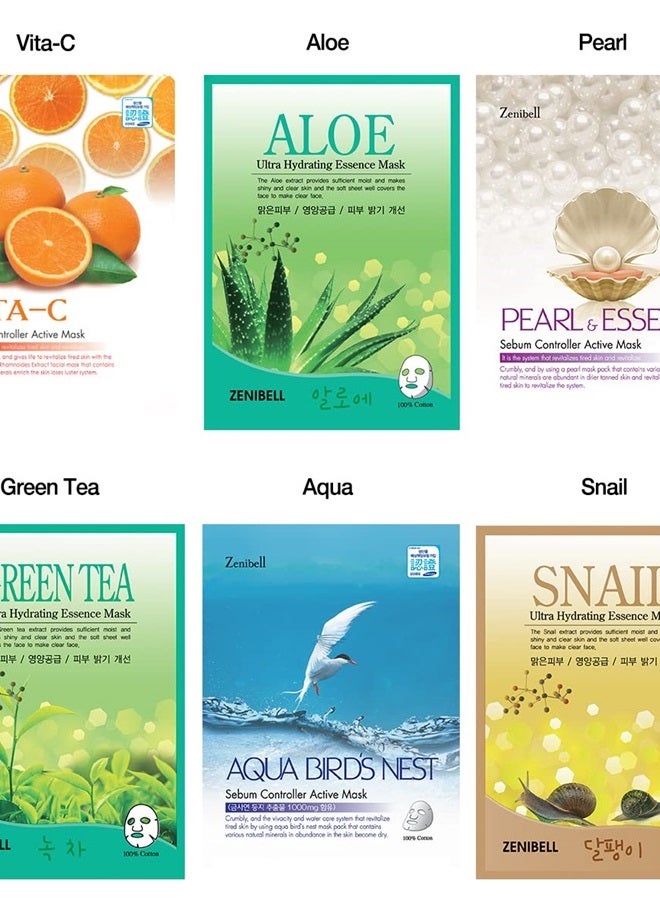 ZENIBELL Korean Face Mask Skin Care Facial SkinCare Masks Sheet Set (pack of 6) - Treatment Beauty Products for Women, men, teen girl Hydrating Moisturizer  - Image 2