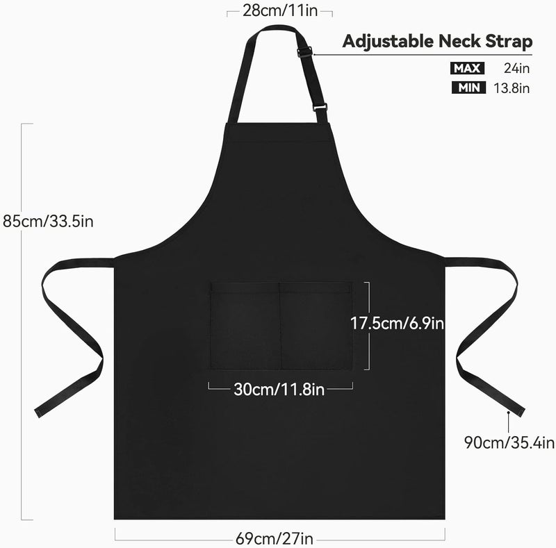 NLUS 2 Pack Kitchen Cooking Aprons, Adjustable Bib Soft Chef Apron with 2 Pockets for Men Women - Image 2