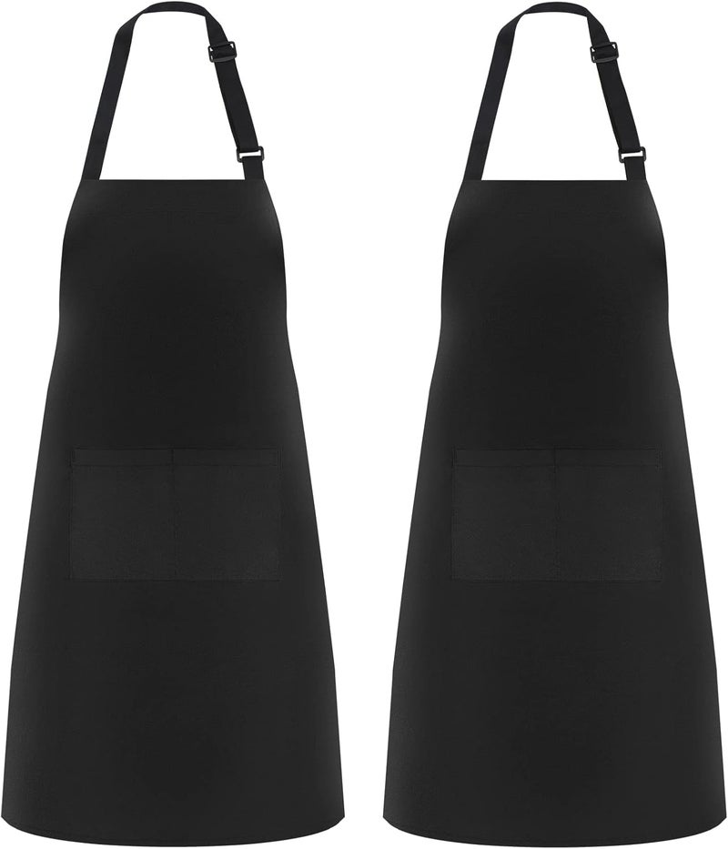 NLUS 2 Pack Kitchen Cooking Aprons, Adjustable Bib Soft Chef Apron with 2 Pockets for Men Women - Image 1