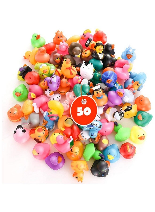 Tribello Rubber Ducks for Jeep Ducking 50 PCS Assorted Rubber Ducks for Duckies Games, Jeeps Ducking / Cruise Ships and Bath / Pool Play - Small 2 Inch Rubber Duck - Image 1