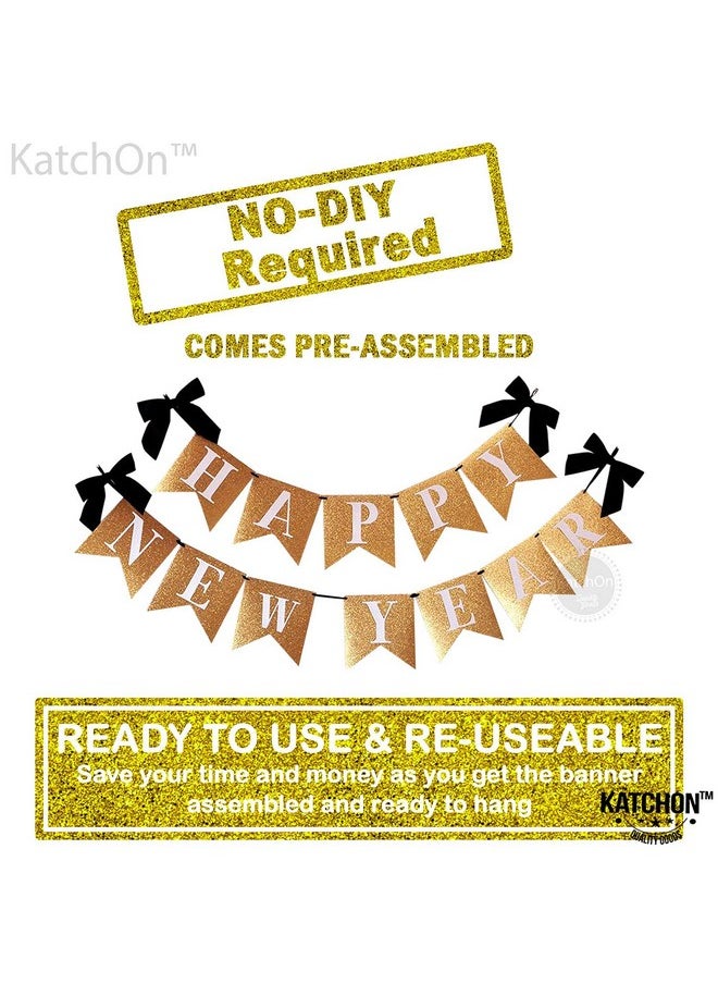 KATCHON KatchOn, Gold Glitter Happy New Year Banner - 10 Feet, No DIY | Happy New Year Sign, Happy New Year Decorations 2025 | New Years Eve Banner, New Years Decorations | New Years Eve Party Supplies 2025  - Image 2