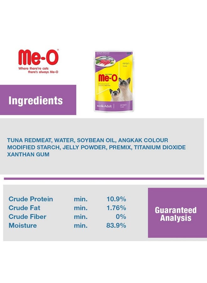 Me-O Pouch Wet Cat Food Tuna In Jelly 80 G, (Pack Of 12, 960G), All Life Stages - Image 4