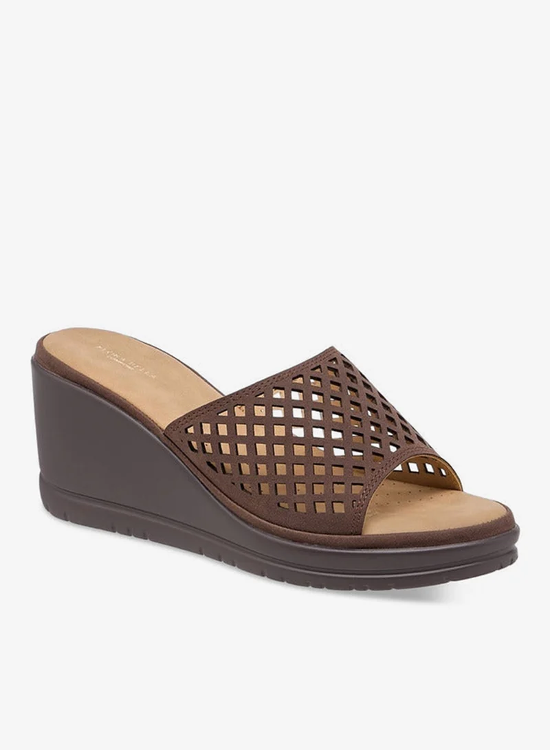 Flora Bella By Shoexpress Cutout Detail Slip-On Sandals with Wedge Heels