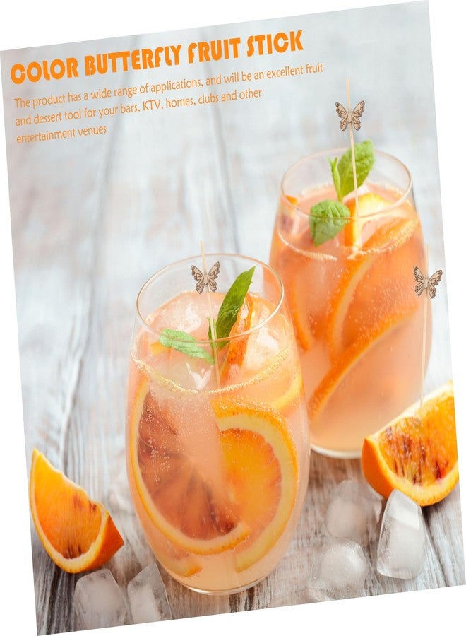 SHOWERORO 100Pcs Butterfly Fruit Picks Natural Bamboo Cocktail Sticks Disposable Party Supplies for Appetizers Desserts Drinks Snacks 4.72 Inch - Image 4