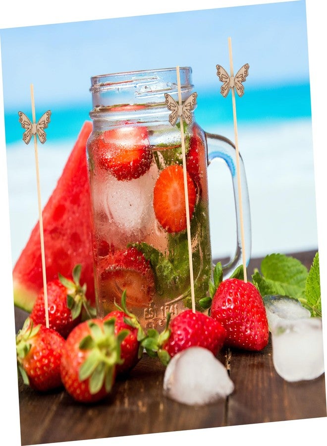 SHOWERORO 100Pcs Butterfly Fruit Picks Natural Bamboo Cocktail Sticks Disposable Party Supplies for Appetizers Desserts Drinks Snacks 4.72 Inch - Image 5