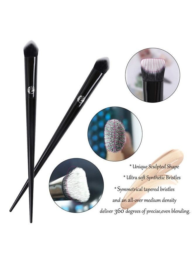 Energy - Precision Concealer Brush Under Eye Nose Contour Foundation Brush For Liquid Cream Foundation Powder Eyebrow Concealer Blending Baking Buffing Vegan Premium Synthetic Makeup Brush Black - Image 1