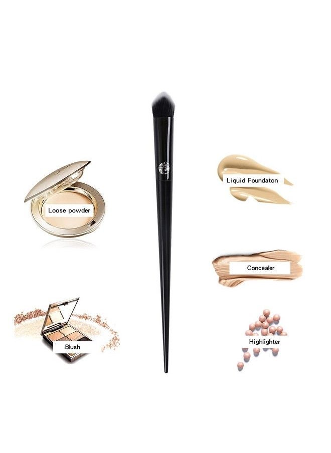 Energy - Precision Concealer Brush Under Eye Nose Contour Foundation Brush For Liquid Cream Foundation Powder Eyebrow Concealer Blending Baking Buffing Vegan Premium Synthetic Makeup Brush Black - Image 1