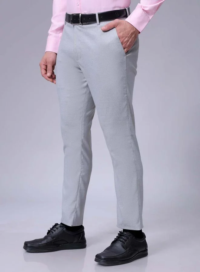 The Indian Garage Co Men Slim Fit Solid Mid-Rise Stretchable Knitted Formal Trousers