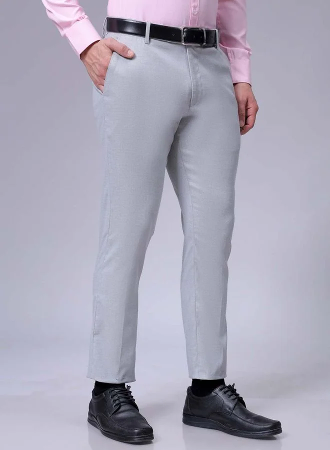 The Indian Garage Co Men Slim Fit Solid Mid-Rise Stretchable Knitted Formal Trousers