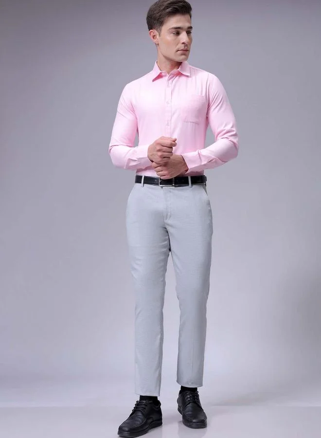 The Indian Garage Co Men Slim Fit Solid Mid-Rise Stretchable Knitted Formal Trousers