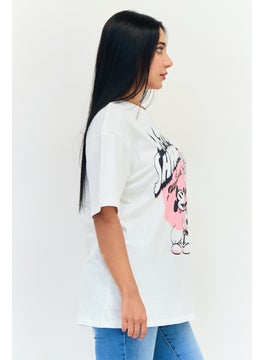 Disney Women Mickey Mouse Crew Neck Short Sleeves Graphic Print T-Shirt, White  - Image 2