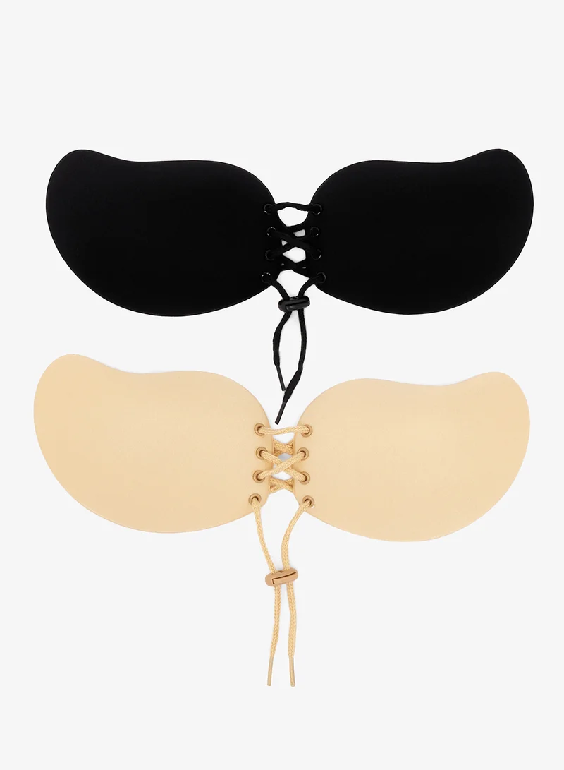 ELLA Pack of 2 - Stick On Lace Up Bra