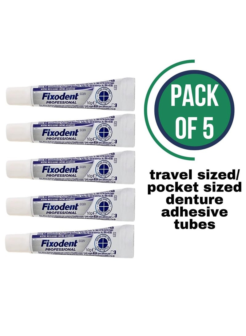 Fixodent Fixodent Dental Adhesive Cream 10g Pocket Sized Travel Sized Tubes, TSA-Approved Travel Sized Denture Adhesive w/ 1 Travel Zipper Pouch (Pack of 5 Tubes)  - Image 3