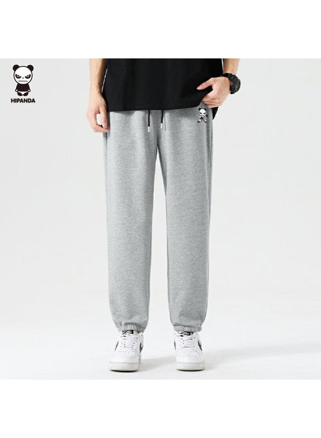 Hipanda Casual Pants For Men, Summer Loose-fit Joggers, Fashionable American Trendy Brand Sweatpants, Men's Gray, Size L - Image 1