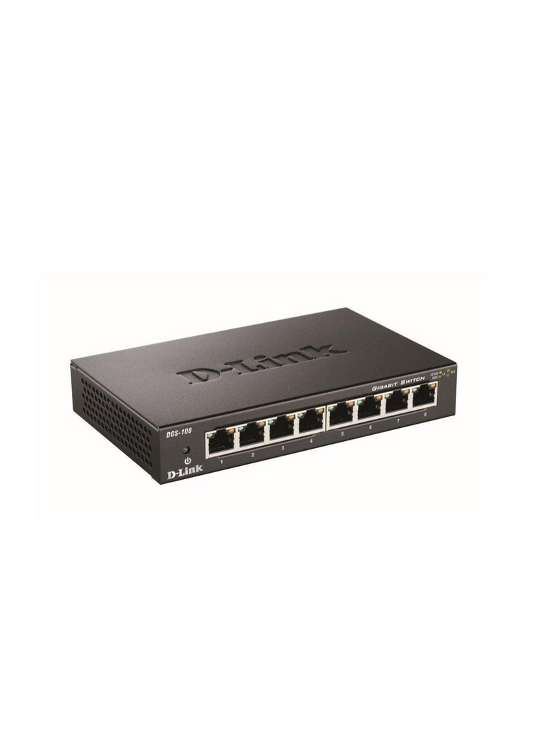 دي لينك منفذ D-Link 8  محول سطح المكتب غير المدار جيجابت DGS108 - Image 2