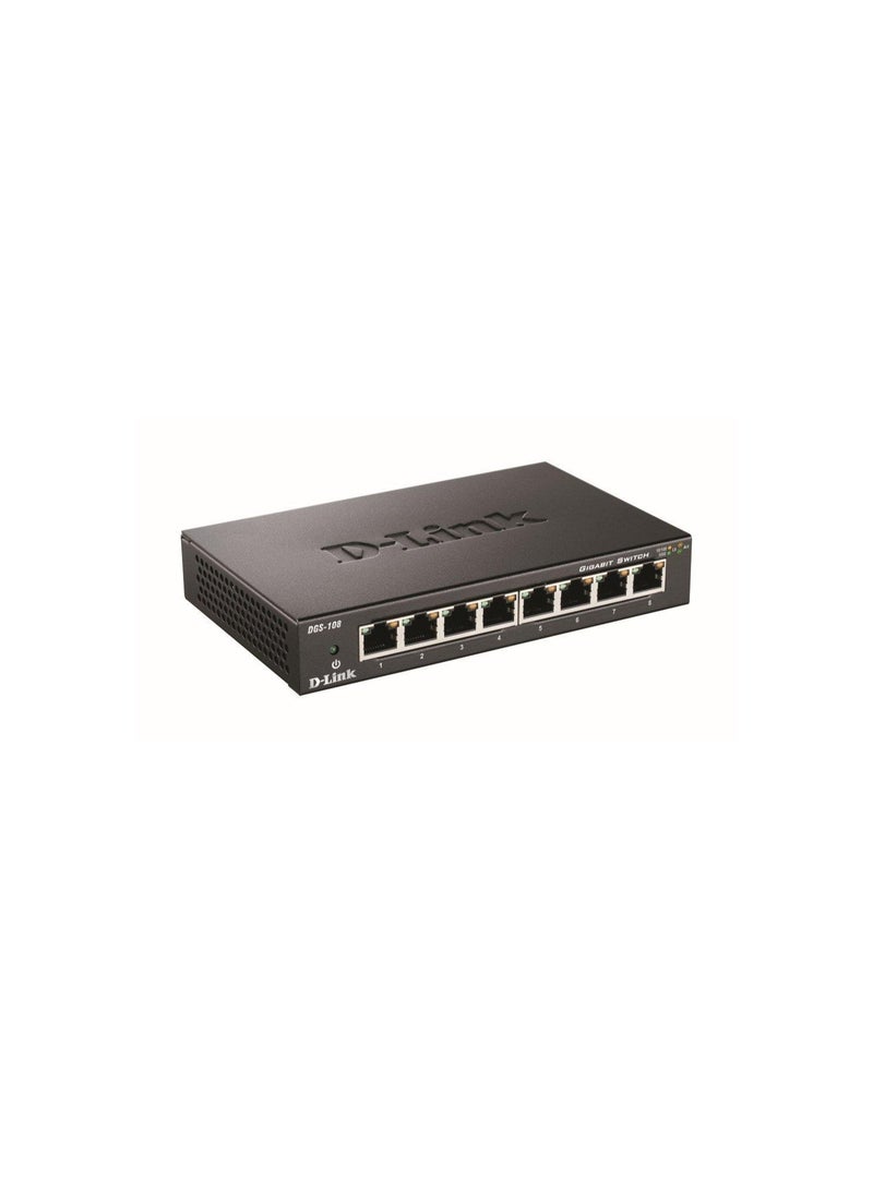دي لينك منفذ D-Link 8  محول سطح المكتب غير المدار جيجابت DGS108 - Image 1