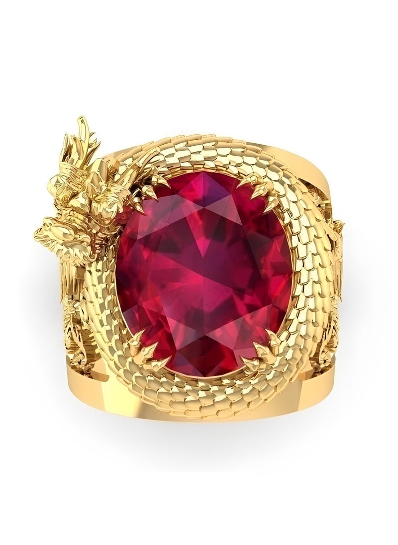 REOCLE - Red Crystal Rhinestone Gem Ring Dragon Ring Uniquely Stylish 3D Dragon Shape Band Rings Shiny Inlay Jewelry Gifts for Men Women - Image 1